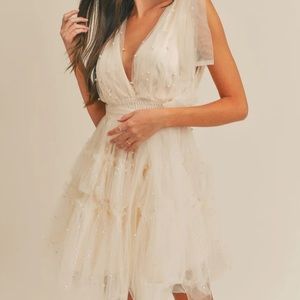 Brand new size small white pearl toole dress